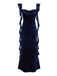 1940s Velvet Ribbon Strap Ruffled Detail Dress - vintage dress, retro fashion