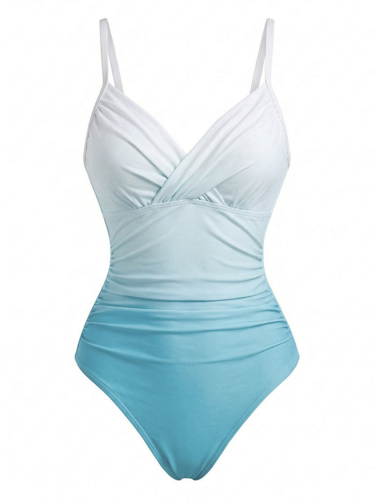 1940s Vintage Ruffle One Piece Swimsuit - vintage swimsuit, pin-up style