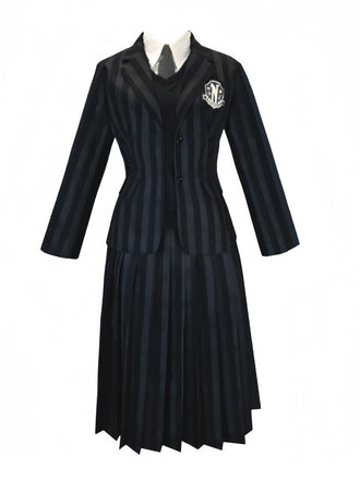 1940s Wednesday Academy Striped Uniform Costume Set - vintage fashion, retro style