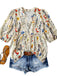 Plus Size 1940s Floral V Neck Vintage Top