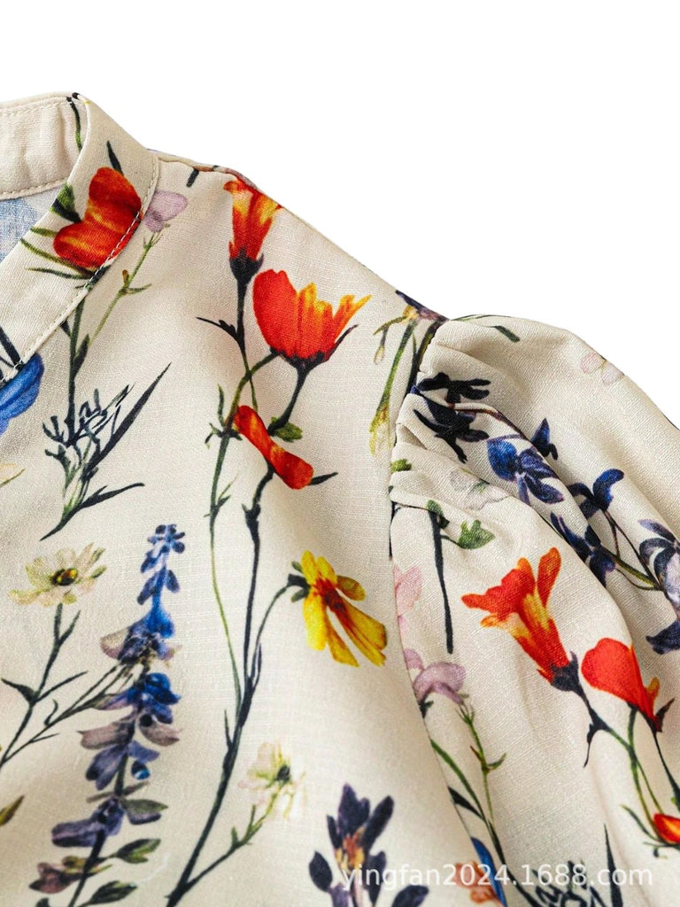 Plus Size 1940s Floral V Neck Vintage Top 3
