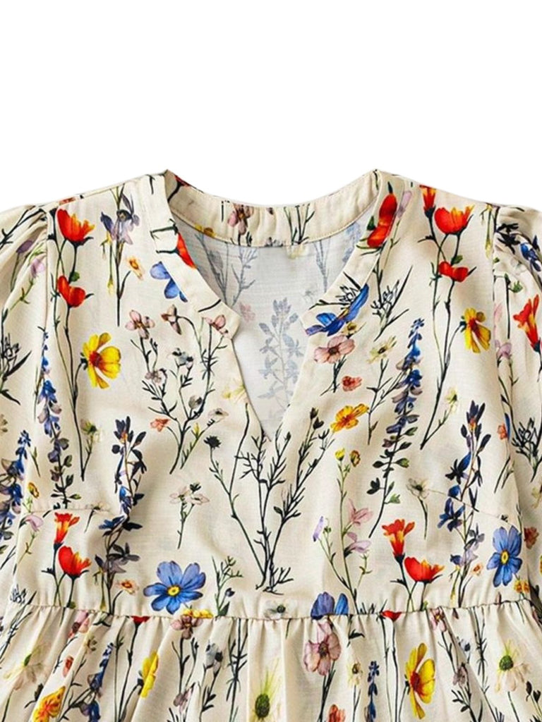 Plus Size 1940s Floral V Neck Vintage Top 4