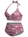 [Plus Size] 1940s Zebra Print Cutout Halter Swimsuit, vintage swimsuit, pin-up swimwear - perfect for women who love vintage and retro fashion