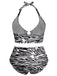 [Plus Size] 1940s Zebra Print Cutout Halter Swimsuit, vintage swimsuit, pin-up swimwear - perfect for women who love vintage and retro fashion