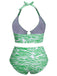 [Plus Size] 1940s Zebra Print Cutout Halter Swimsuit, vintage swimsuit, pin-up swimwear - perfect for women who love vintage and retro fashion