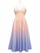 1940s Ombre Deep V-Neck Halter Dress