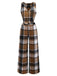 2PCS Khaki 1950s Faux Wool Plaid Sleeveless Vest & Pants - vintage fashion, retro style