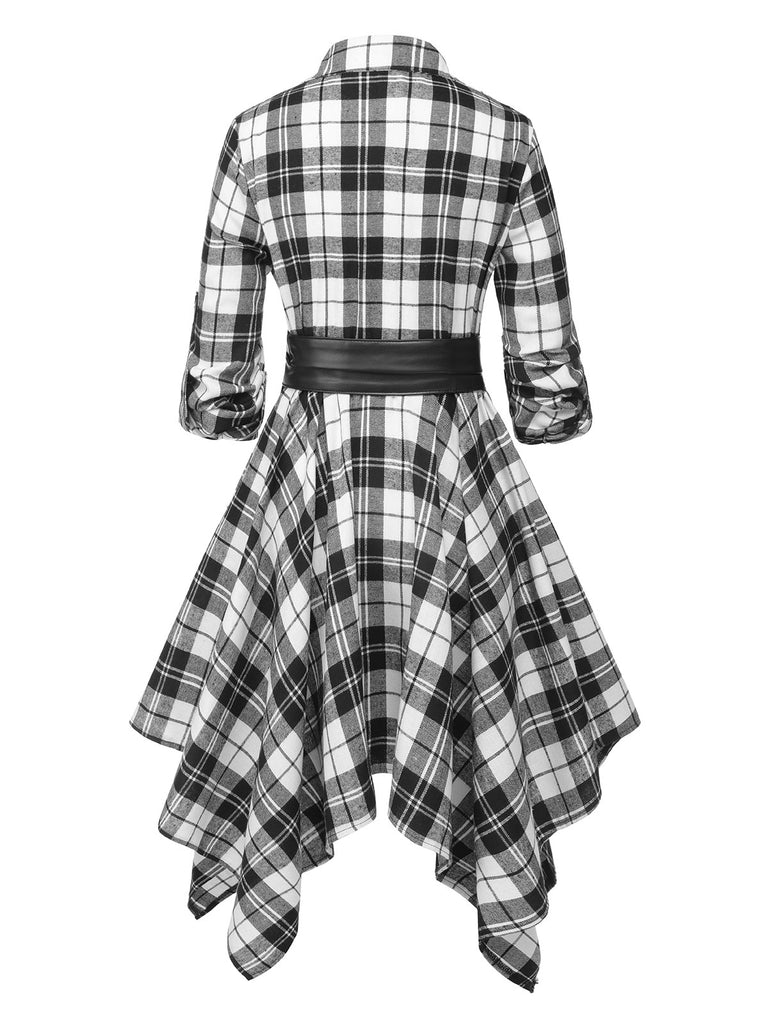 1950s 3/4 Sleeve Plaid Belt Dress — vintage elegance for the modern woman