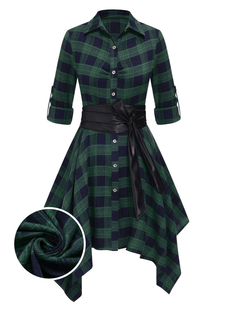 This 1950s 3/4 Sleeve Plaid Belt Dress wraps her in 1950s elegance, one twirl at a time