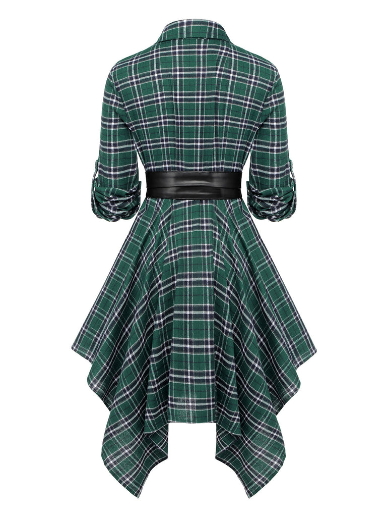 1950s 3/4 Sleeve Plaid Belt Dress — vintage elegance for the modern woman