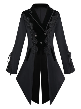 Black 1950s Embroidered Floral Victoiran Style Jacket - vintage fashion, retro style, classic black