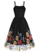 1950s Black Mesh Floral Embroidered Dress - vintage dress, retro fashion, rockabilly
