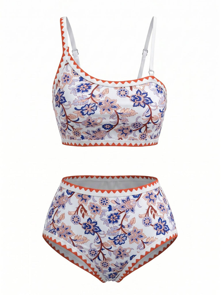 1950s Print High Waist Two Piece Bikini Set 4