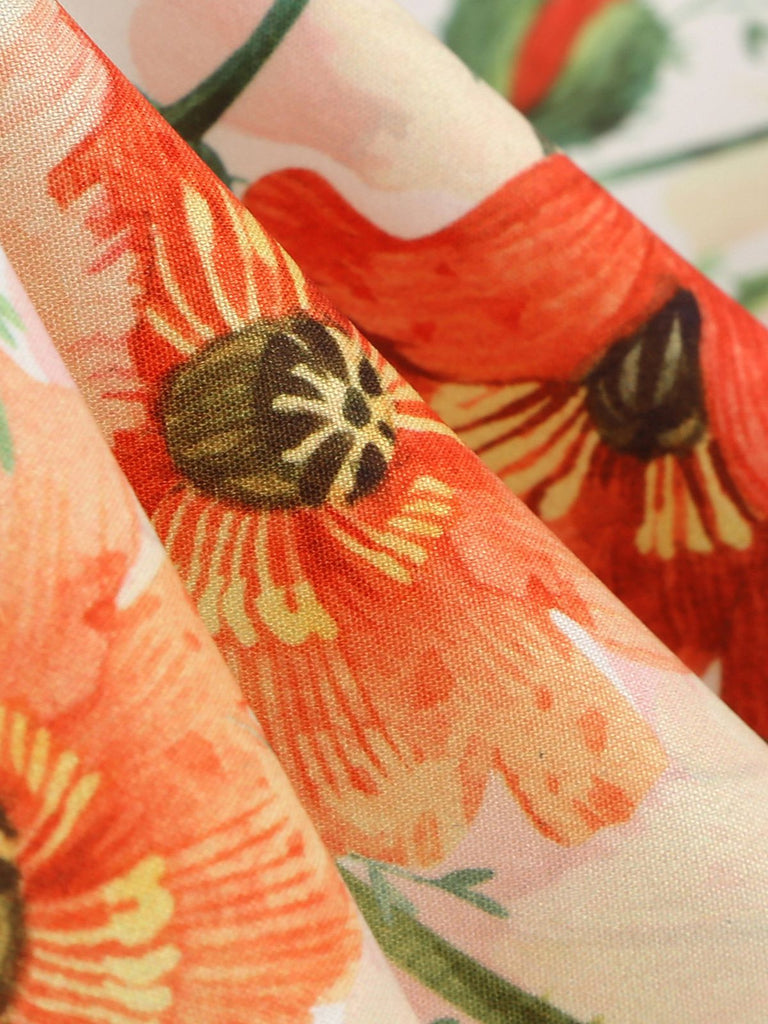 1950s Botanical Print Strap High Waist Dress — the kind of 1950s dress that makes strangers smile
