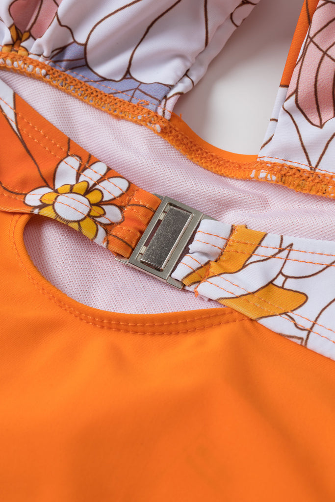 1950s Bow Tie Floral Cross Straps Swimsuit: timeless style reimagined