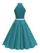 1950s Bow Tie Neck Polka Dot Belted Dress - vintage dress, retro fashion, rockabilly