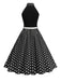 1950s Bow Tie Neck Polka Dot Belted Dress - vintage dress, retro fashion, rockabilly