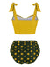 1950s Bowknot Spaghetti Strap Button Bikini: 1950s Riviera elegance, reimagined for her