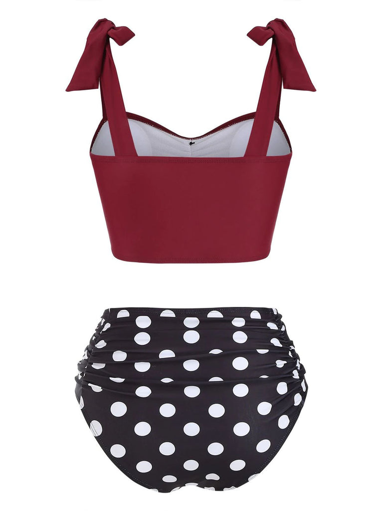 1950s Bowknot Spaghetti Strap Button Bikini — because 1950s glamour never goes out of style