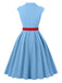 1950s Button Cap Sleeve Lapel Belted Dress - vintage dress, retro fashion, rockabilly