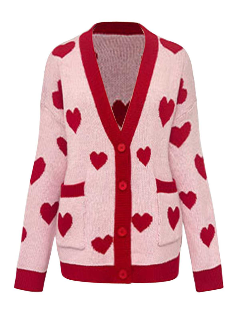 1950s Button Heart Dot Knitted Cardigan — 1950s vintage charm for her modern wardrobe