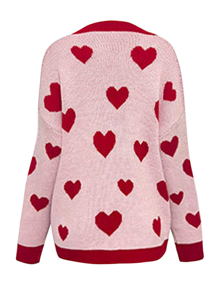 She finds her 1950s story in this 1950s Button Heart Dot Knitted Cardigan