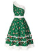 Green 1950s Candy Cane One-Shoulder Dress, vintage dress, retro fashion, rockabilly, pin-up fashion - perfect for women who love vintage and retro fashion