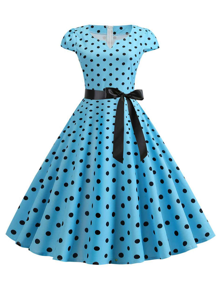 1950s Cap Sleeve Polka Dot Belted Dress — the kind of 1950s dress that makes strangers smile