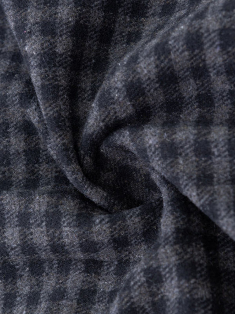 Gray 1950s Halloween Wednesday Plaid Faux-Wool Cape Coat - vintage fashion, retro style