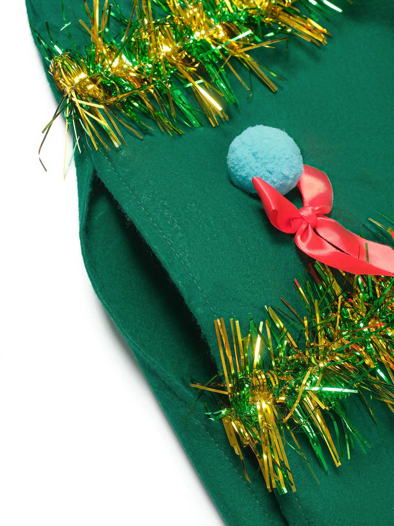 Green 1950s Christmas Tree 3D Embellished Hooded Cape - vintage fashion, retro style