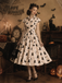 1950s Cat Polka Dot Belted Shirt Dress, vintage dress, retro fashion, rockabilly, pin-up fashion - perfect for women who love vintage and retro fashion