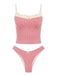 1950s Checkered Lace Trim Tankini Set - vintage fashion, retro style, elegant red