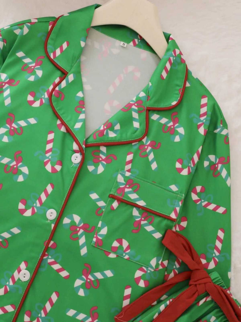 1950s Christmas Candy Cane Pajama Set - vintage fashion, retro style