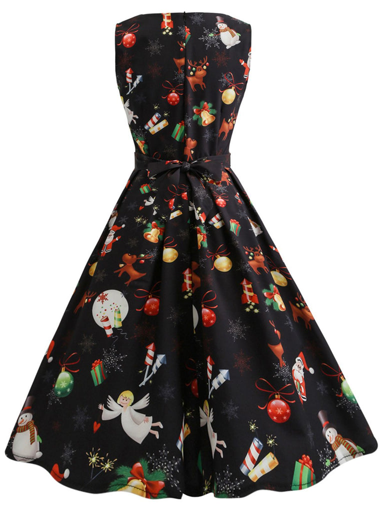 This 1950s Christmas Crew Neck Collar Patchwork Dress wraps her in 1950s elegance, one twirl at a time
