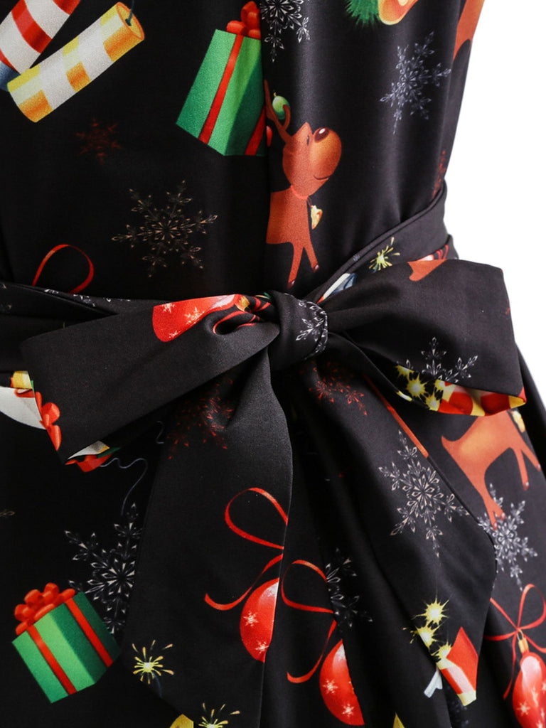 1950s Christmas Crew Neck Collar Patchwork Dress — the kind of 1950s dress that makes strangers smile