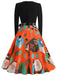 1950s Christmas Crew Neck Patchwork Swing Dress — a 1950s silhouette that turns sidewalks into runways