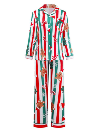 1950s Christmas Gingerbread Candy Cane Pajama Set - vintage fashion, retro style