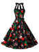 She slips into this 1950s Christmas Halter Belted Swing Dress and suddenly it's a 1950s daydream