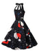 She slips into this 1950s Christmas Halter Belted Swing Dress and suddenly it's a 1950s daydream