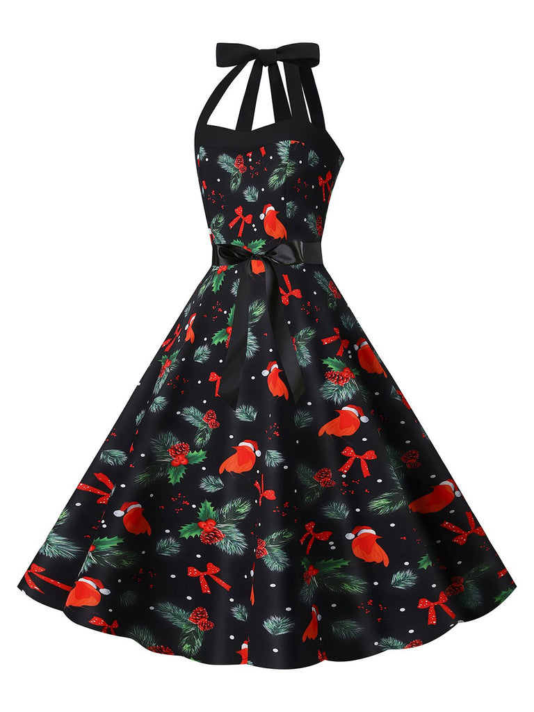 1950s Christmas Halter Belted Swing Dress — the kind of 1950s dress that makes strangers smile