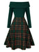 1950s Christmas Off Shoulder Tartan Dress — the kind of 1950s dress that makes strangers smile