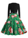 1950s Christmas Patchwork Long Sleeve Dress — a 1950s silhouette that turns sidewalks into runways