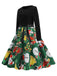 This 1950s Christmas Patchwork Long Sleeve Dress wraps her in 1950s elegance, one twirl at a time