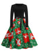 1950s Christmas Patchwork Long Sleeve Dress — a 1950s silhouette that turns sidewalks into runways