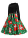 1950s Christmas Patchwork Long Sleeve Dress: where 1950s romance meets her modern spirit