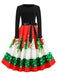 1950s Christmas Patchwork Swing Dress — the kind of 1950s dress that makes strangers smile