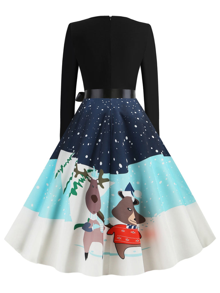 1950s Christmas Patchwork Swing Dress — the kind of 1950s dress that makes strangers smile