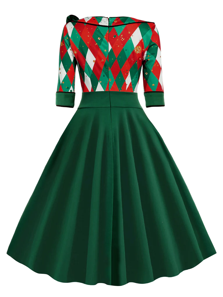 1950s Christmas Plaids Bow Decor Dress: timeless style reimagined