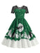 1950s Christmas Print Lace Swing Dress — a 1950s silhouette that turns sidewalks into runways