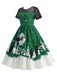 She slips into this 1950s Christmas Print Lace Swing Dress and suddenly it's a 1950s daydream